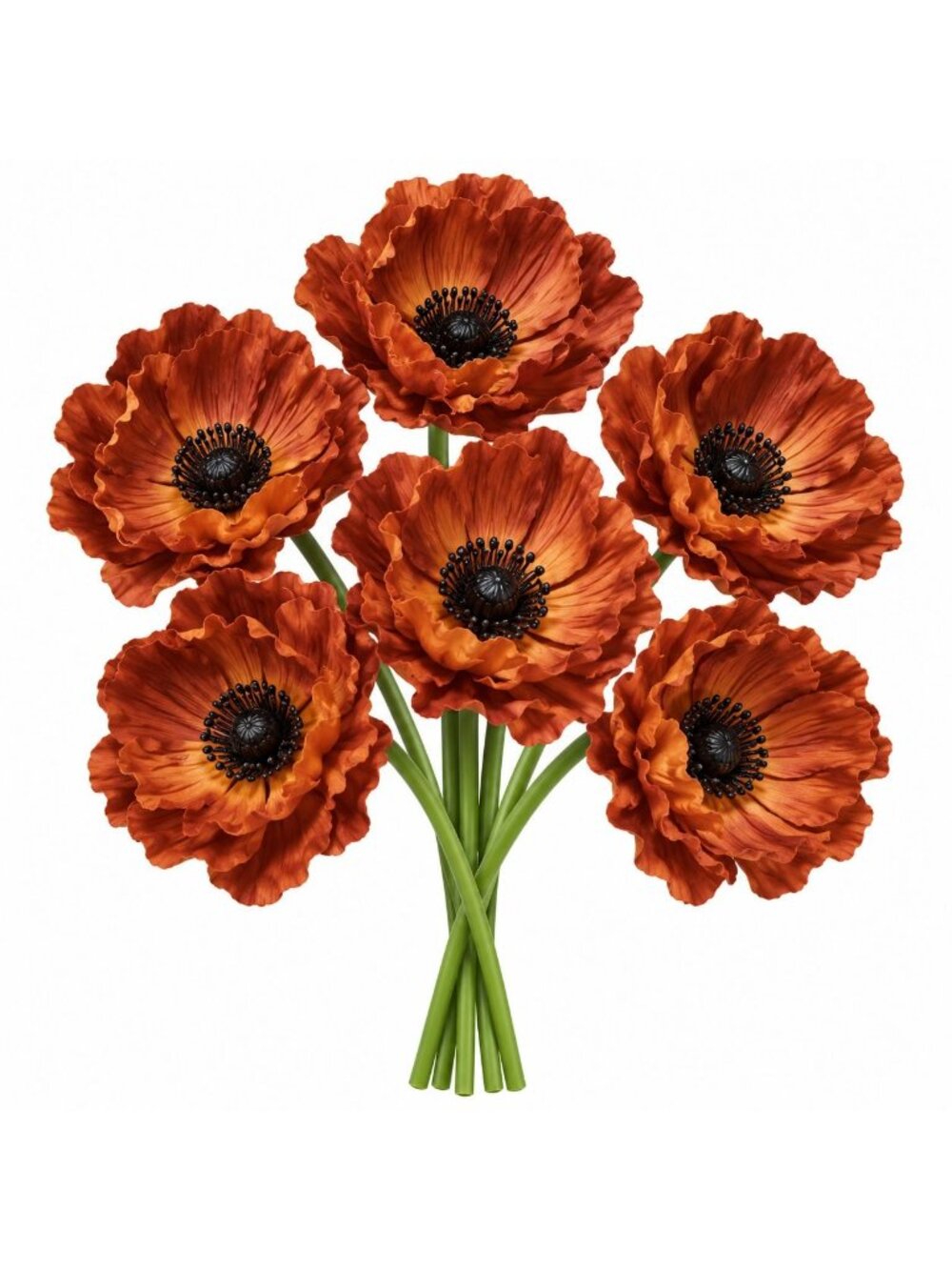 6 Terracotta Poppy Stems 11 Inch Real Touch Artificial Flowers Burnt Sienna Fall